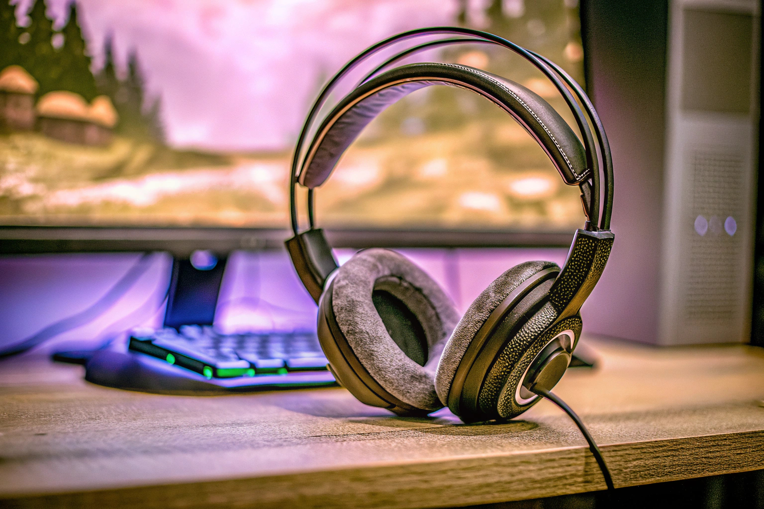 Ein Gamer, der ein hochwertiges Headset trägt, um das Spielerlebnis zu verbessern. Gamer mit Headset