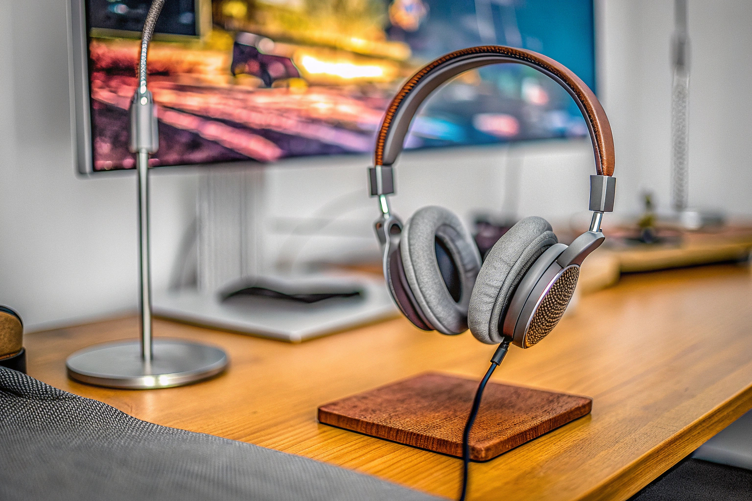 Ein Gamer, der ein hochwertiges Headset trägt und in ein Spiel vertieft ist. Gamer mit Headset