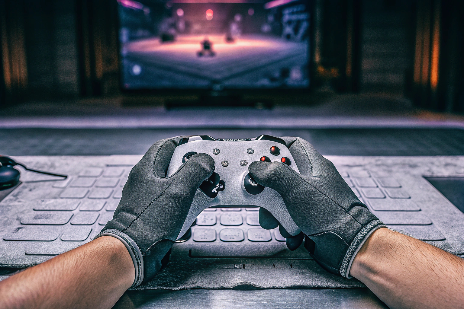 Ein Gamer, der GripShield auf seine Hände aufträgt, um einen besseren Halt zu haben. GripShield für besseren Halt