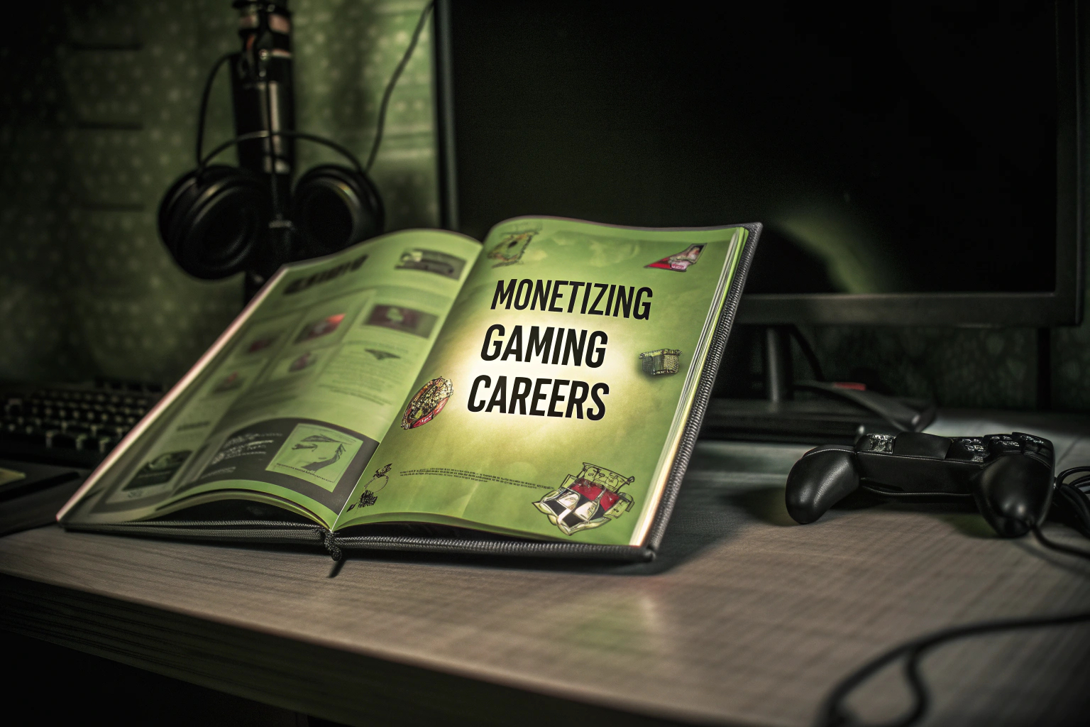Ein Gamer, der in einem Buch über E-Sport und Gaming-Karrieren liest. Lernen von den Besten