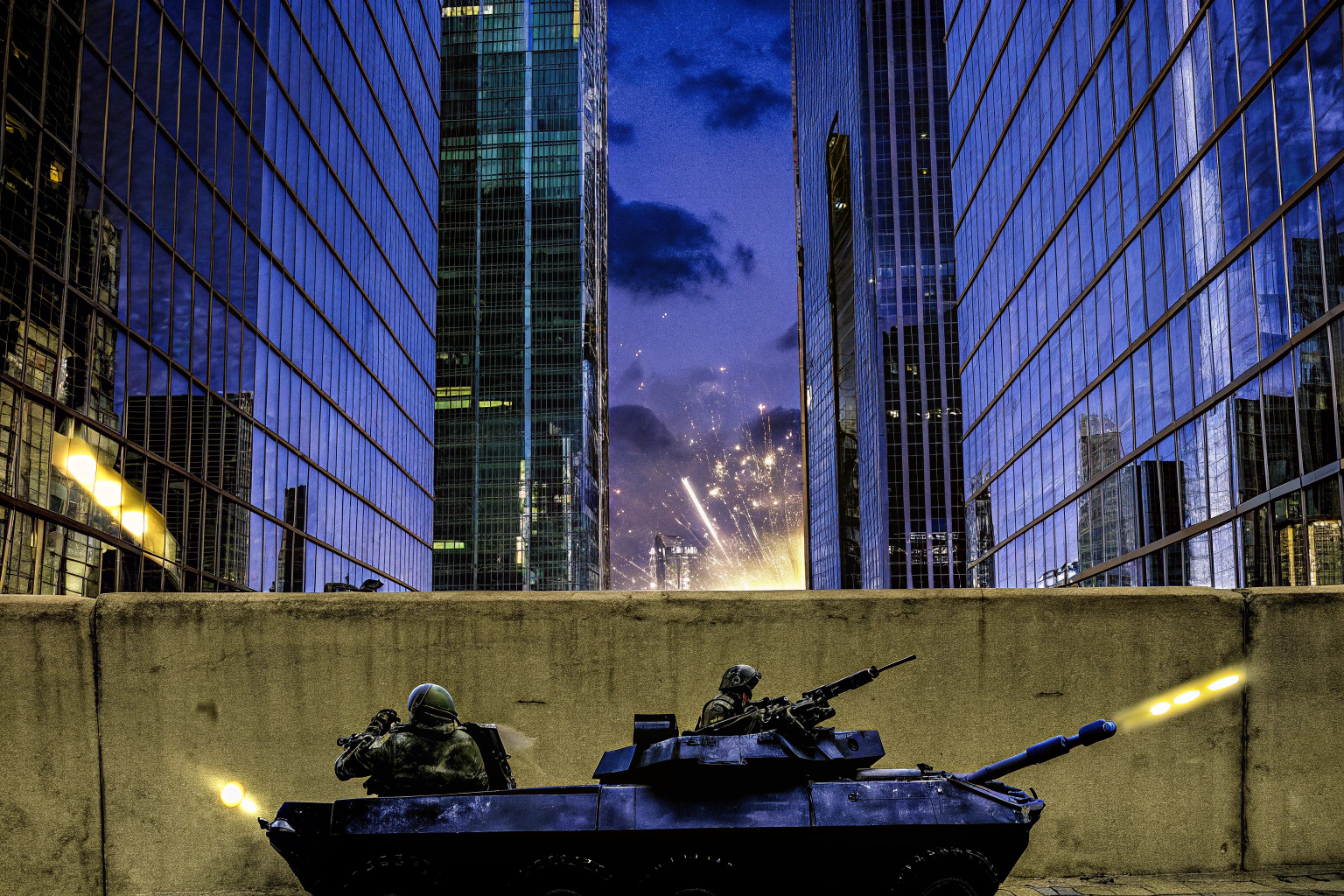 Ein Gamer, der in einem modernen FPS-Spiel in einer städtischen Umgebung kämpft. Gamer in einem modernen FPS-Spiel