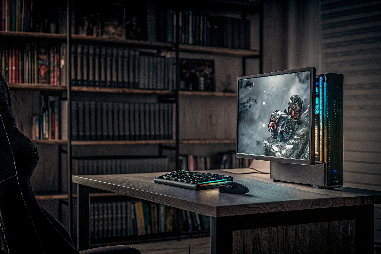 Ein Gamer, der intensiv in ein Videospiel vertieft ist. Gamer spielt intensiv