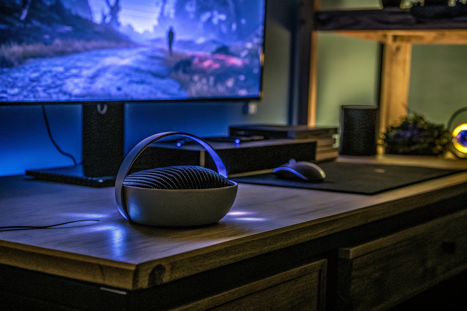 Ein Gamer, der mit einem VR-Headset spielt, verbunden mit einem Streaming-Service. Gamer mit VR-Headset
