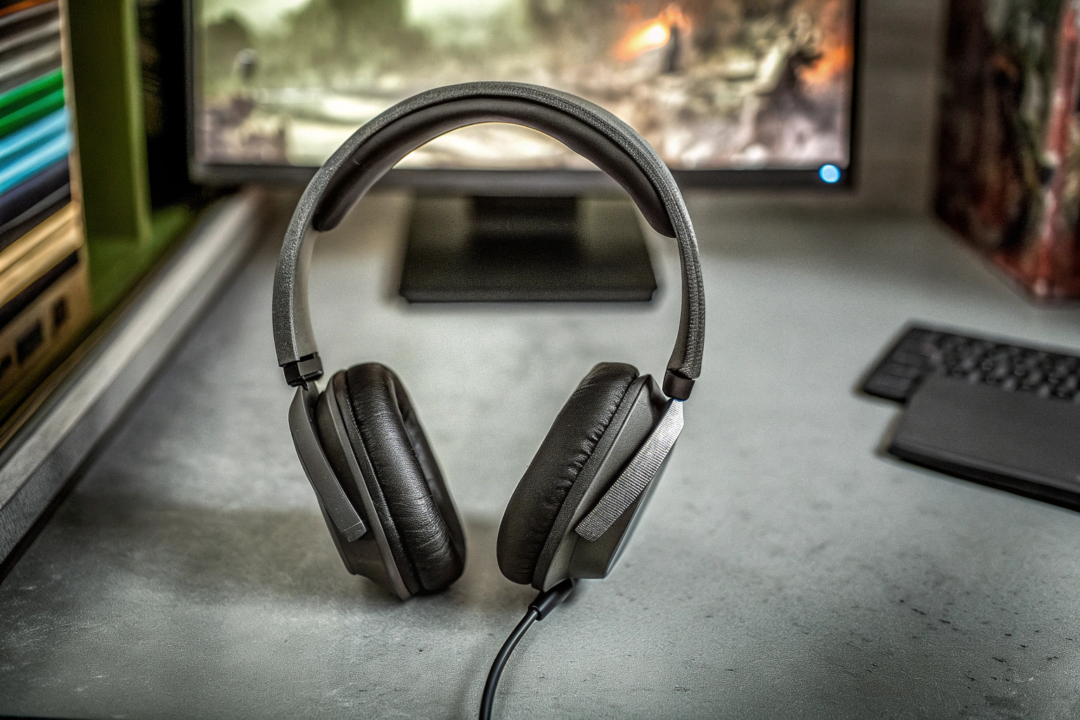 Ein Gamer mit dem Logitech G432 Headset, der in ein spannendes Spiel vertieft ist. Gamer mit Logitech G432 Headset