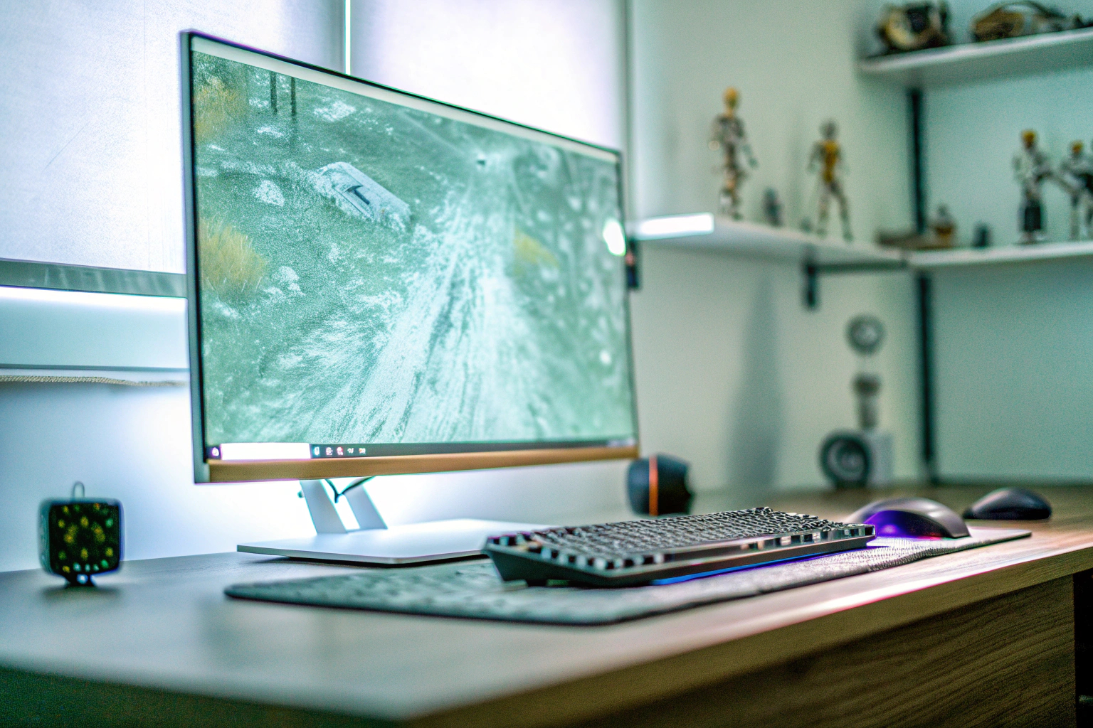 Ein Gamer sitzt konzentriert vor seinem Computer und spielt ein E-Sport-Spiel. Gamer beim E-Sport-Training