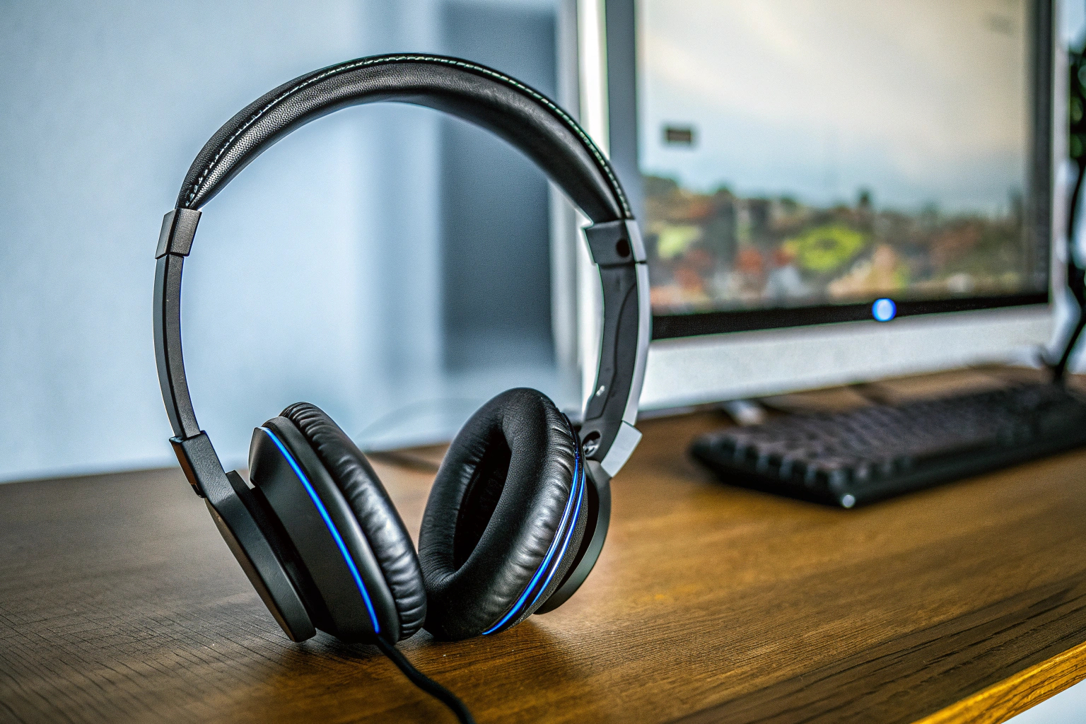 Gaming-Headset auf Schreibtisch
