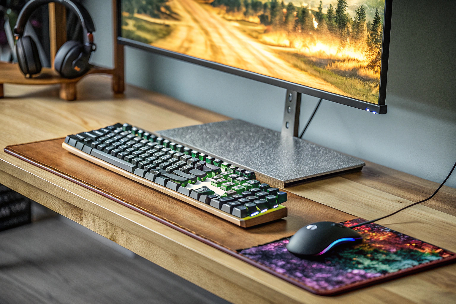 Gaming-Setup mit Monitor, Maus und Tastatur
