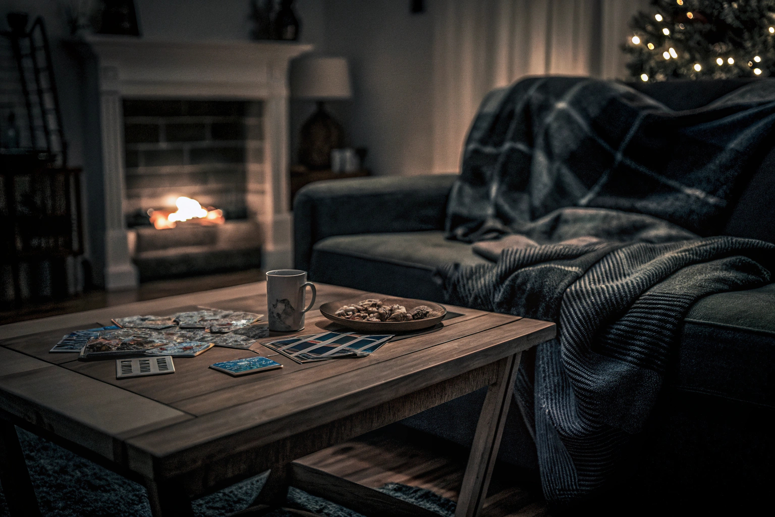 Ein gemütlicher Spieleabend mit Freunden und Familie bei Kerzenlicht. Gemütlicher Spieleabend