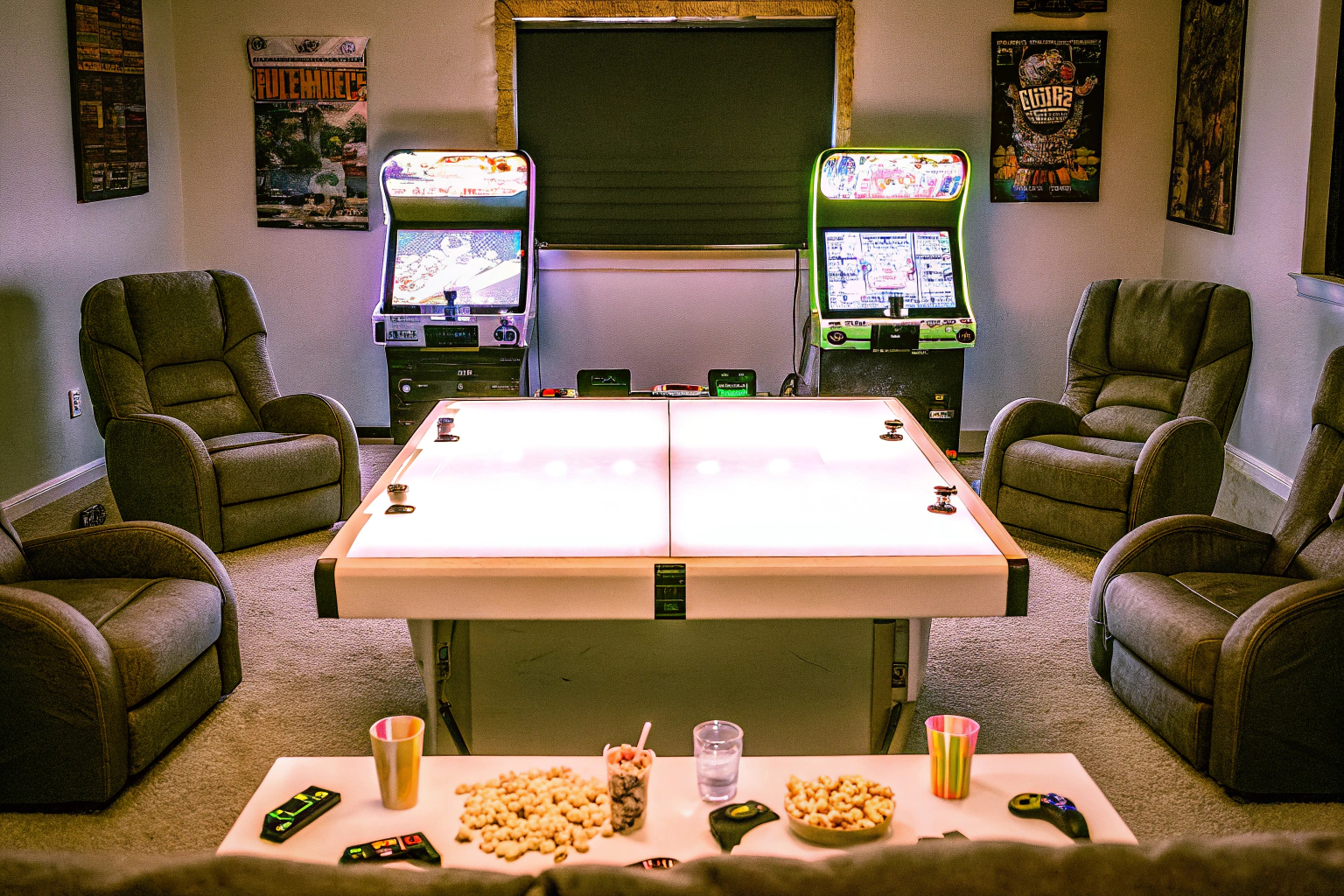 Ein Gruppenbild von Gamern, die gemeinsam an einem Tisch sitzen und spielen, um die Gemeinschaft zu veranschaulichen. Gamer-Gruppe beim gemeinsamen Spielen