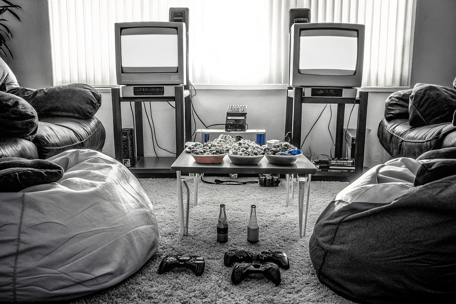 Ein Gruppenfoto von Gamern, die gemeinsam in einem Raum spielen, um die positive Dynamik und den Zusammenhalt zu zeigen. Zusammenhalt in der Gaming-Gruppe