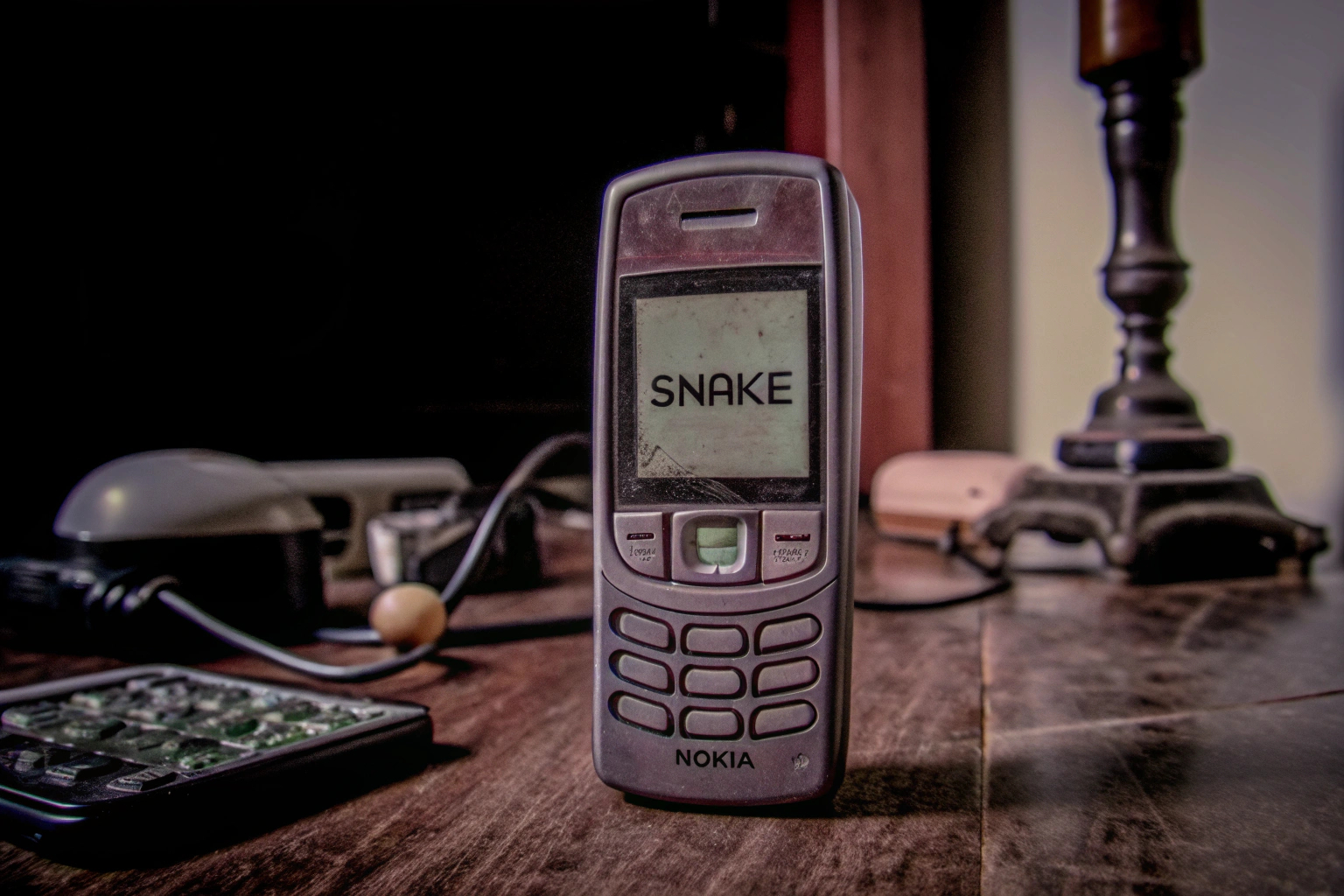 Ein historisches Bild von 'Snake' auf einem alten Nokia-Handy. Historisches Bild von Snake auf Nokia-Handy