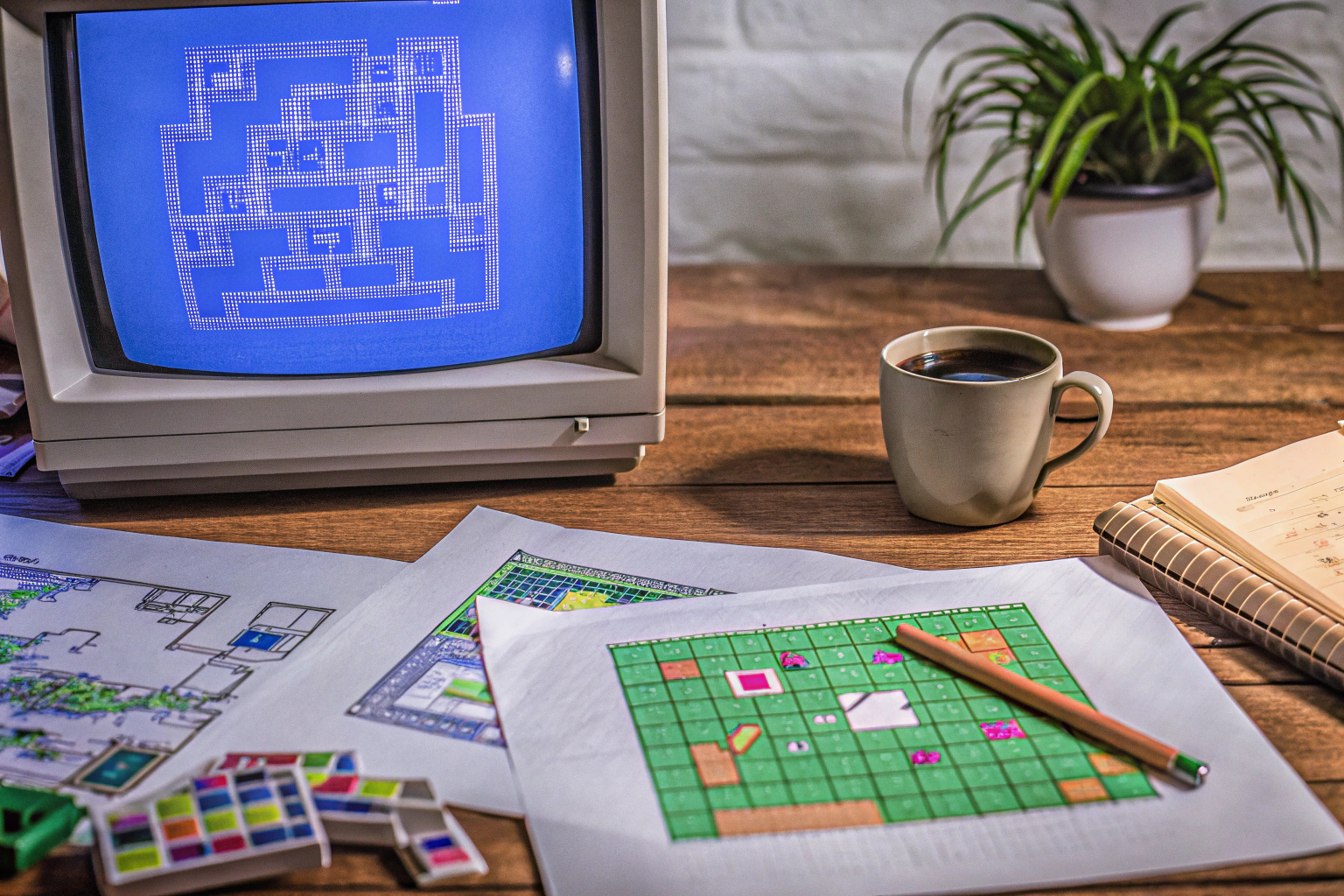 Ein Indie-Spielentwickler bei der Arbeit an einem neuen Spiel. Indie-Spieleentwicklung
