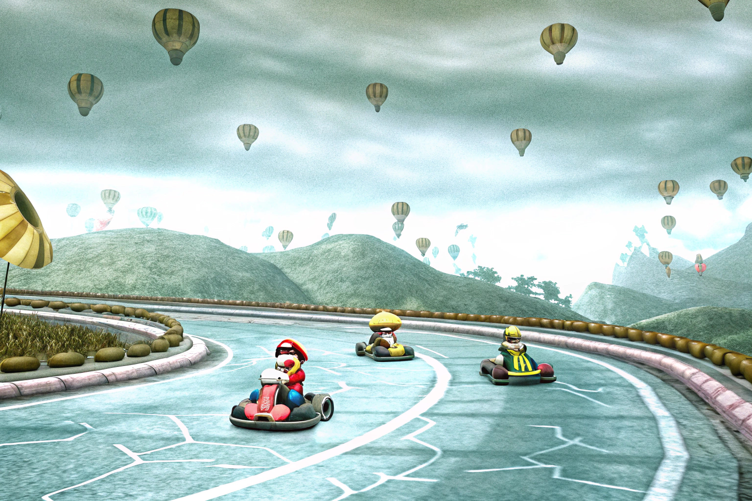 Ein intensives Rennen in Mario Kart 8 Deluxe mit verschiedenen Nintendo-Charakteren. Mario Kart 8 Deluxe Rennen