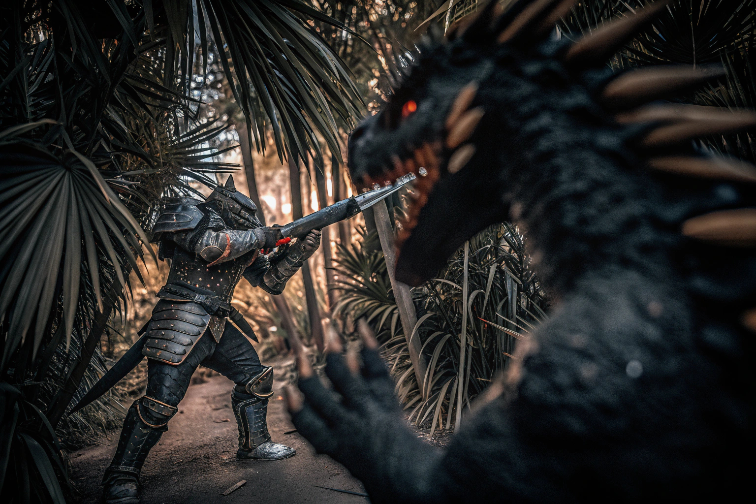 Ein Jäger in Monster Hunter World kämpft gegen ein riesiges Monster im dichten Dschungel. Monster Hunter World Gameplay
