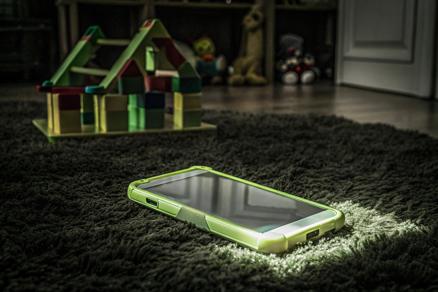 Ein Kind spielt mit einem interaktiven Smartphone-Spielzeug. Kind mit interaktivem Smartphone-Spielzeug