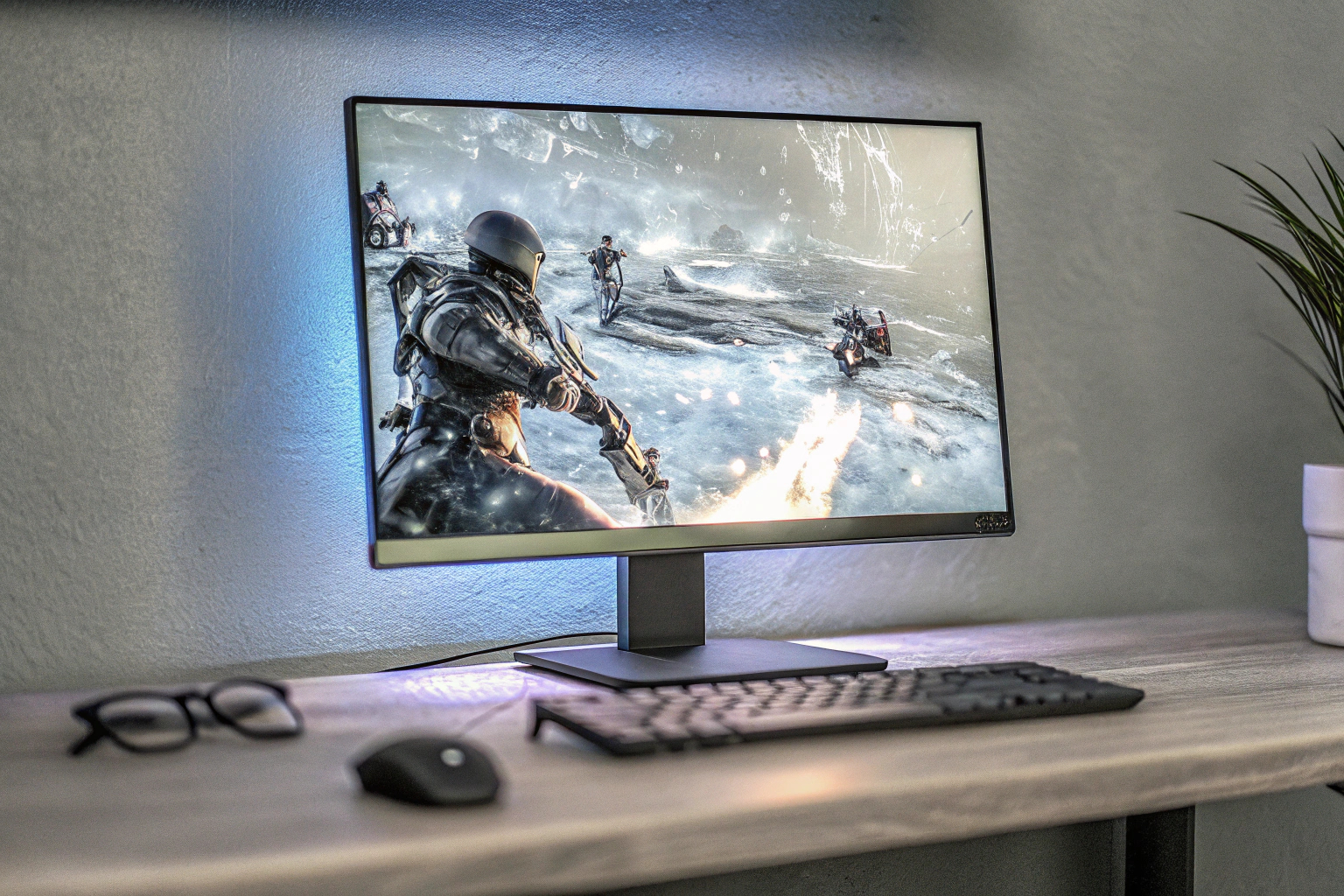 Ein Monitor im Gaming-Modus mit lebhaften Farben und klarer Grafik. Gaming-Modus Monitor mit lebhaften Farben