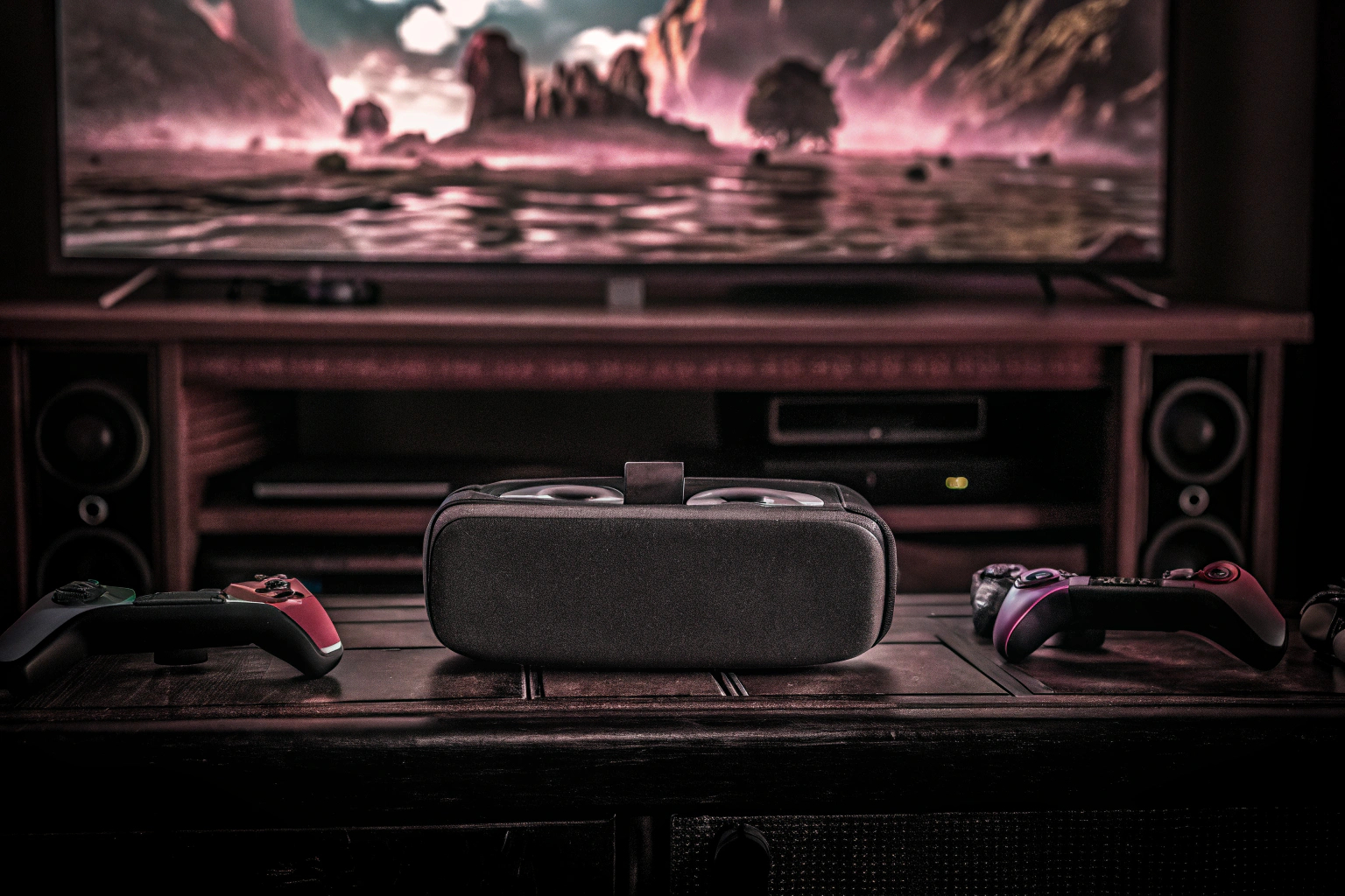 Ein Nutzer spielt ein 3D-Spiel mit der aiMaKE VR Brille. Nutzer spielt mit aiMaKE VR Brille