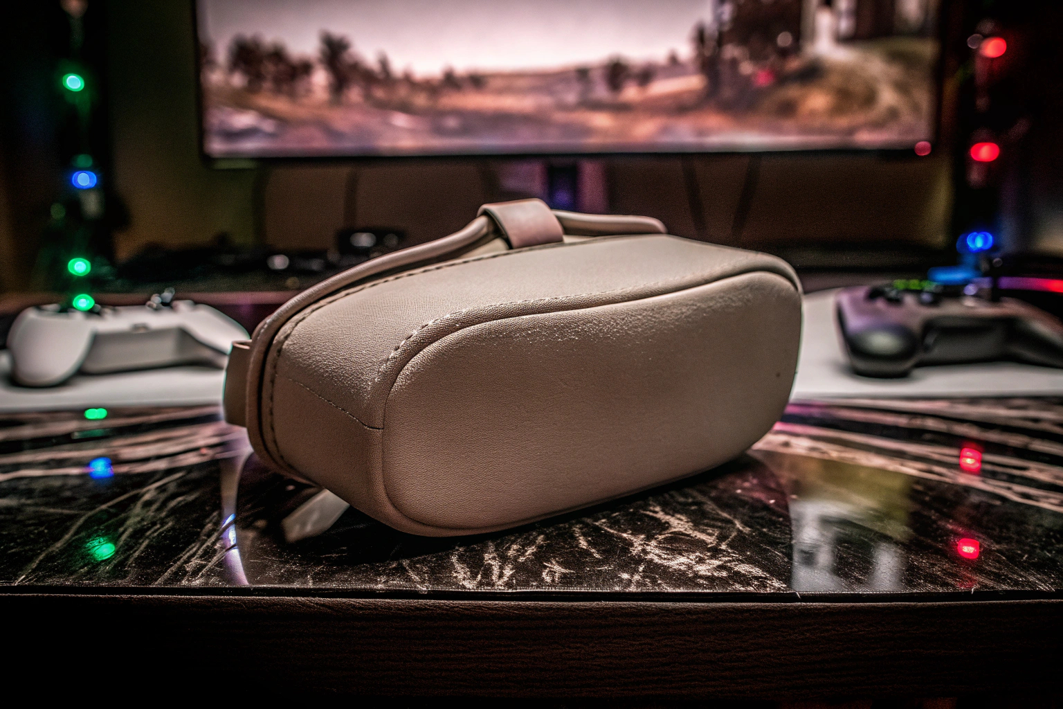 Ein Nutzer trägt die DESTEK VR Brille während einer Gaming-Session. Nutzer mit DESTEK VR Brille beim Gaming