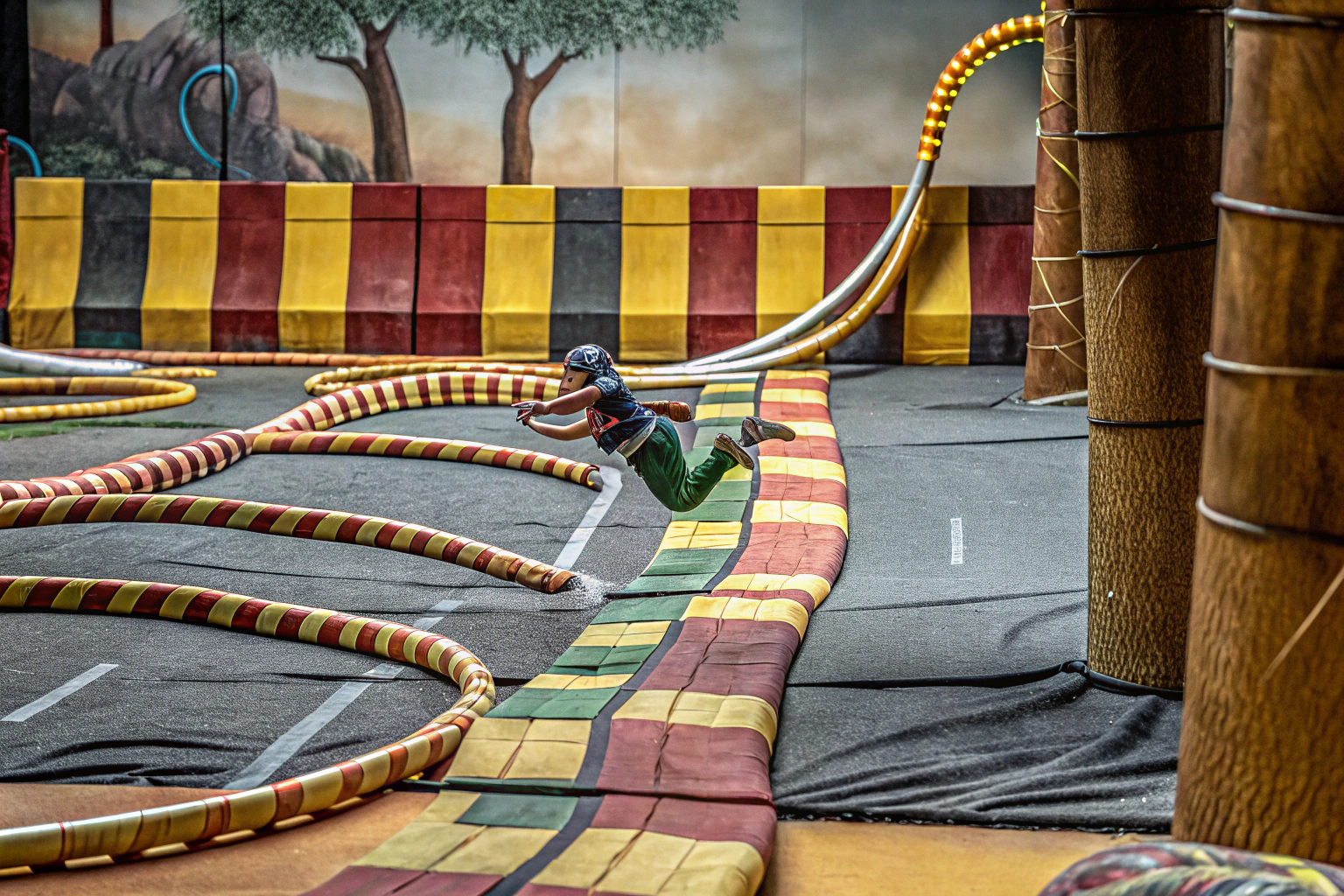 Ein Screenshot des Spiels Snake Run, das die dynamischen Hindernisparcours zeigt. Snake Run Hindernisparcours