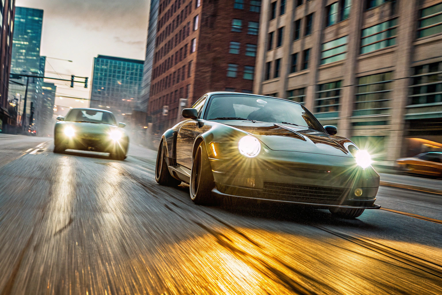 Ein spannendes Rennen in Need for Speed mit einem Sportwagen, der durch die Straßen rast. Need for Speed Rennen