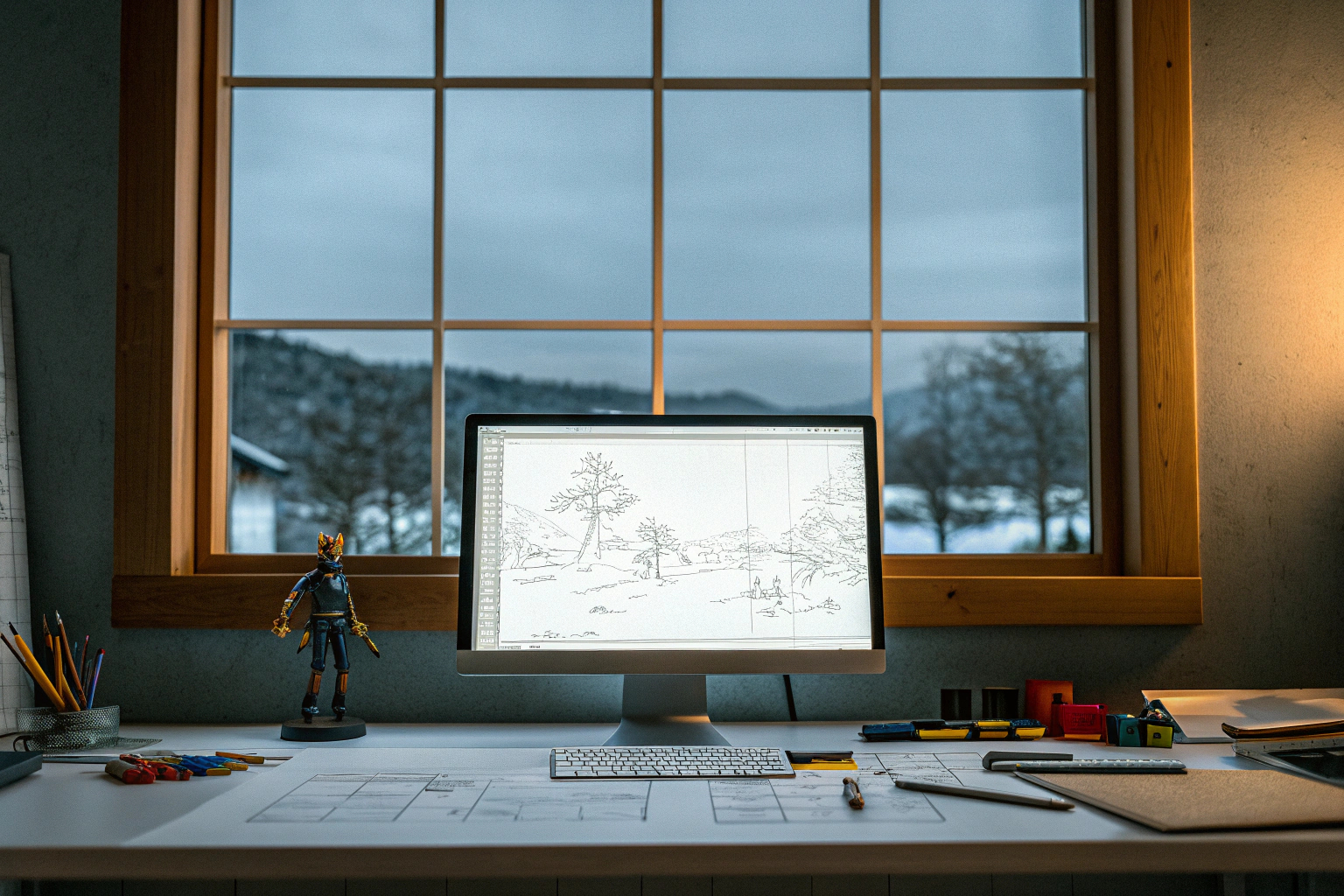Ein Spieleentwickler arbeitet an einem neuen Spiel. Game developer at work
