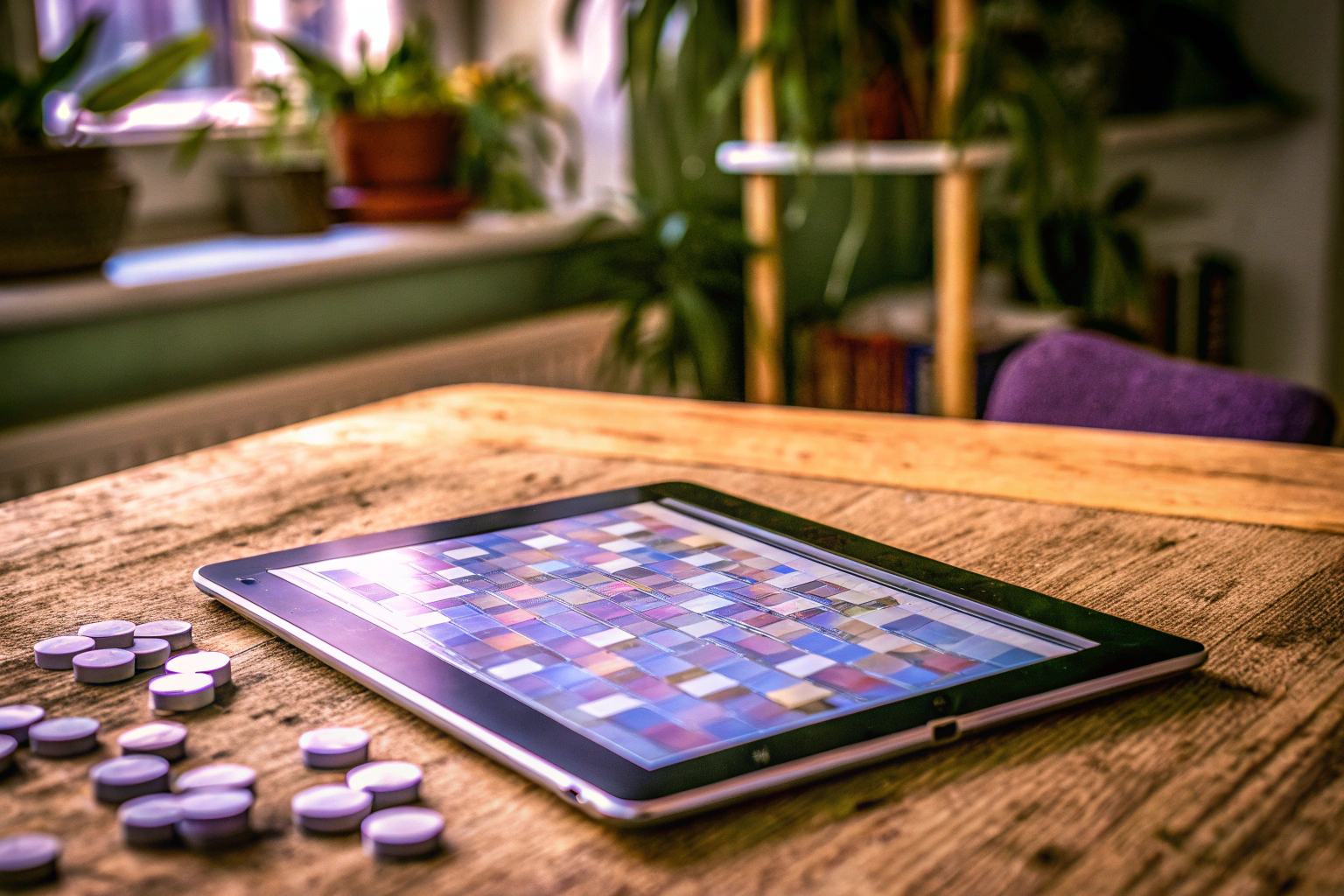 Ein Spieler, der ein spannendes Strategiespiel auf einem Tablet spielt. Mobile Gamer spielt Strategiespiel