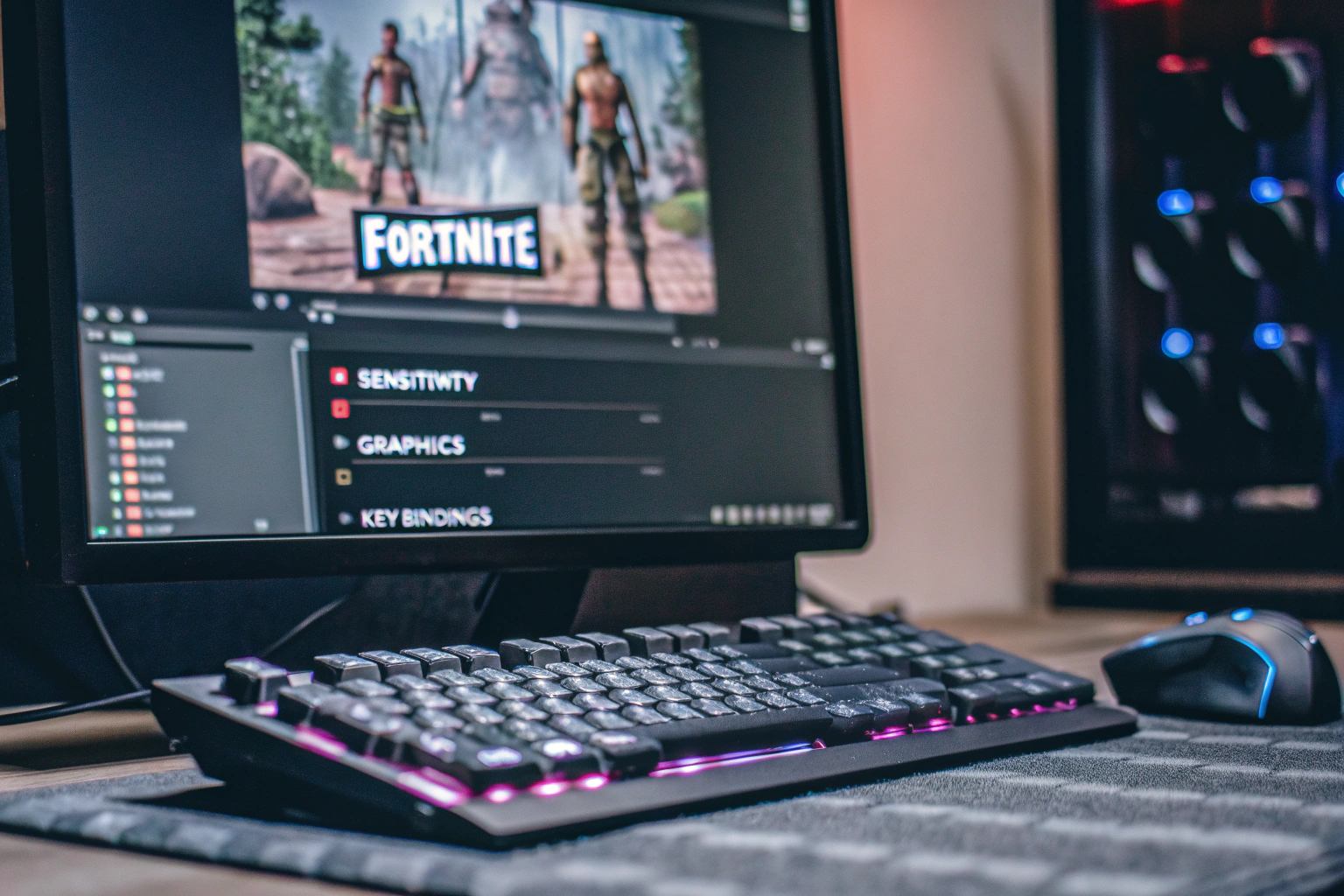 Ein Spieler, der seine Fortnite-Einstellungen anpasst. Fortnite Einstellungen anpassen