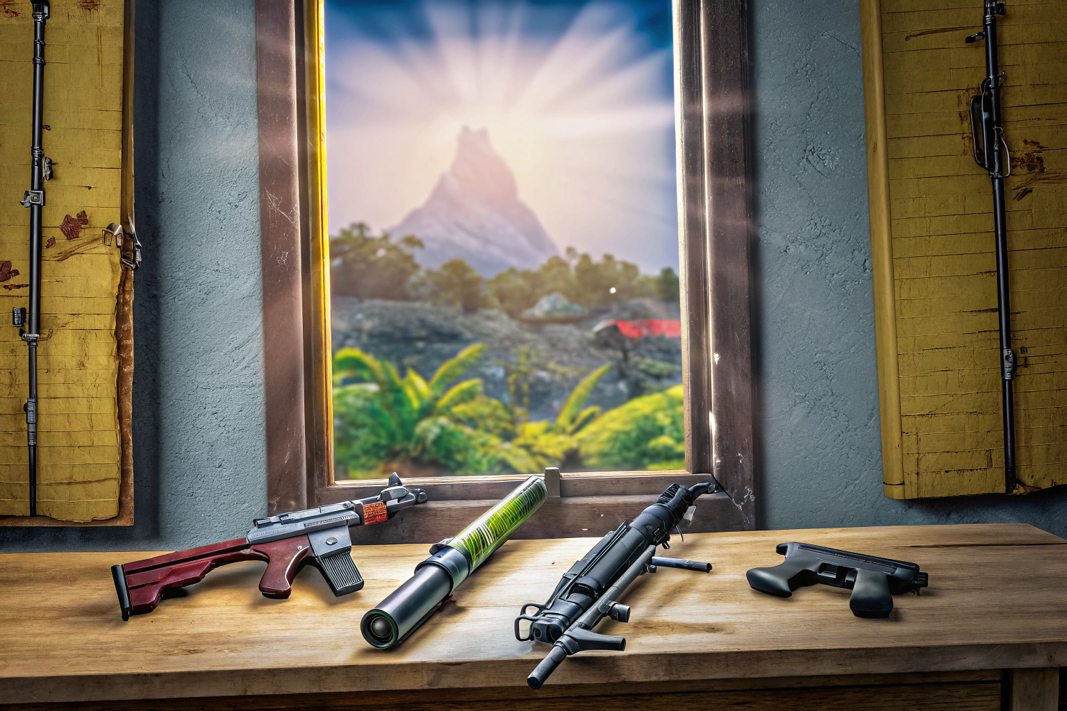 Ein Spieler, der verschiedene Waffen in Fortnite testet. Fortnite Waffen Meisterung