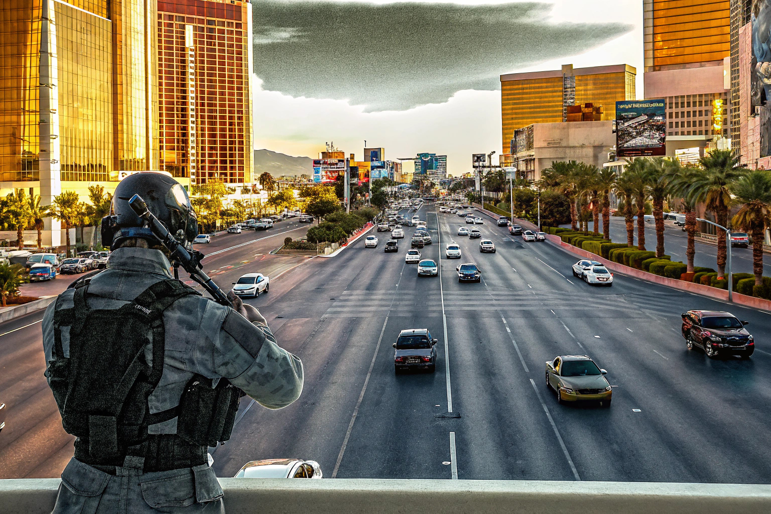 Ein Spieler erkundet die Verbrecherwelt von Vegas in einem Open-World-Spiel. Verbrecherwelt von Vegas im Open-World-Spiel