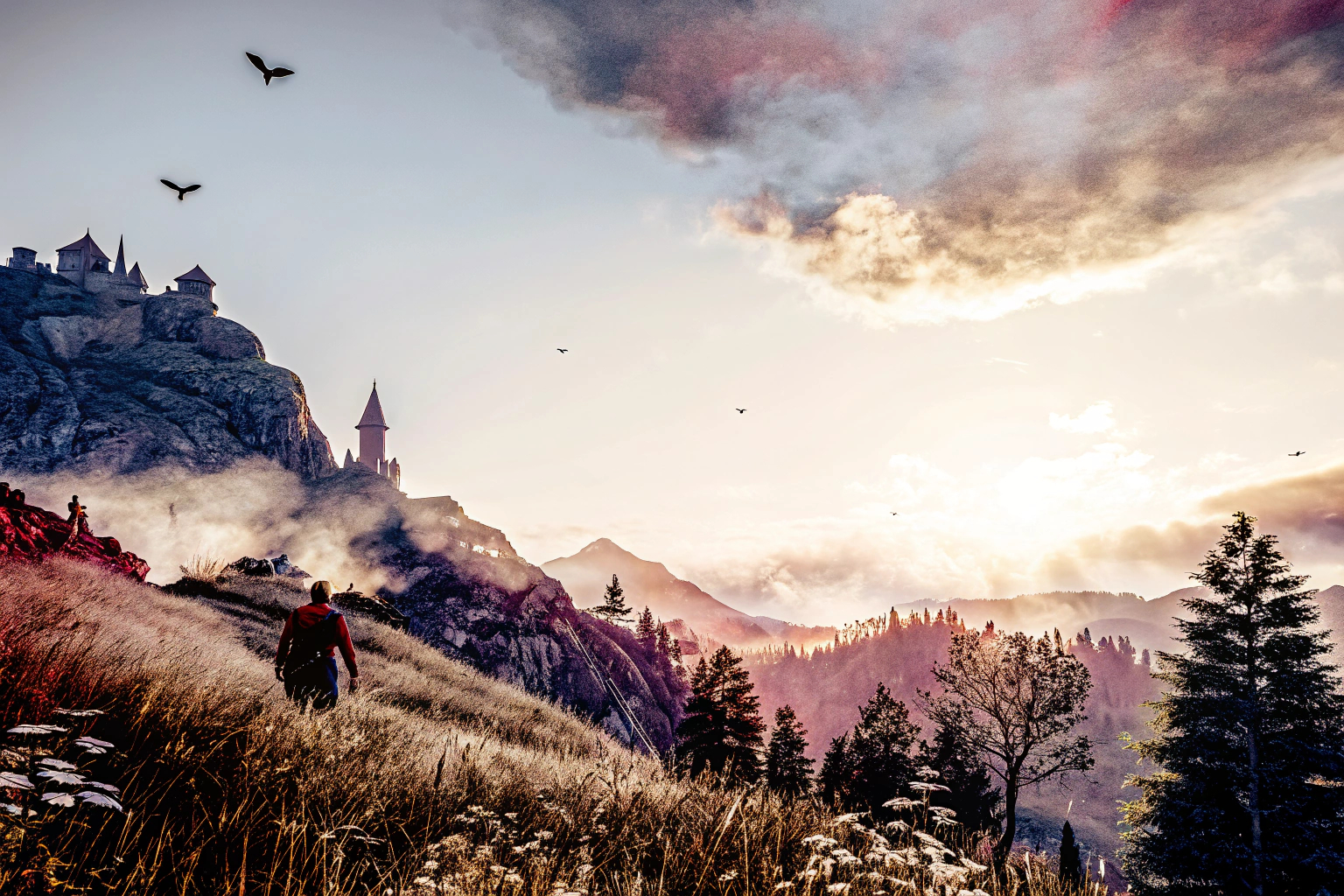 Gamer spielt ein neues Open-World-RPG