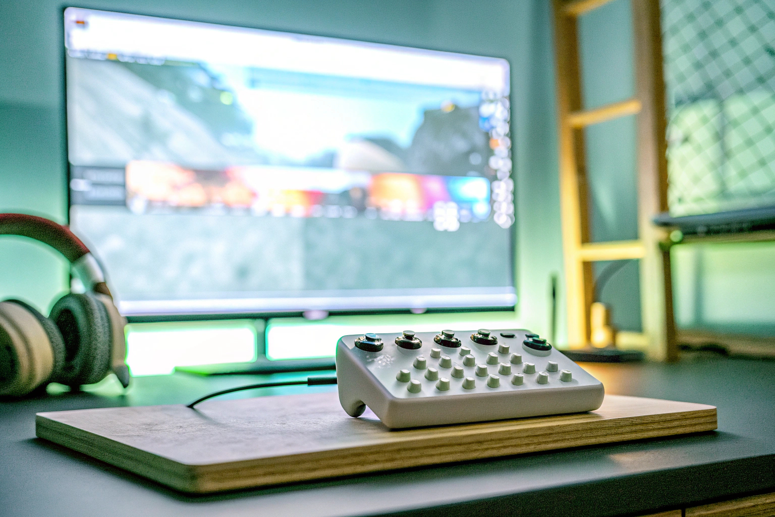Ein Streamer, der einen innovativen Controller verwendet, um seine Streaming-Sessions zu verwalten. Innovative Controller für Streamer