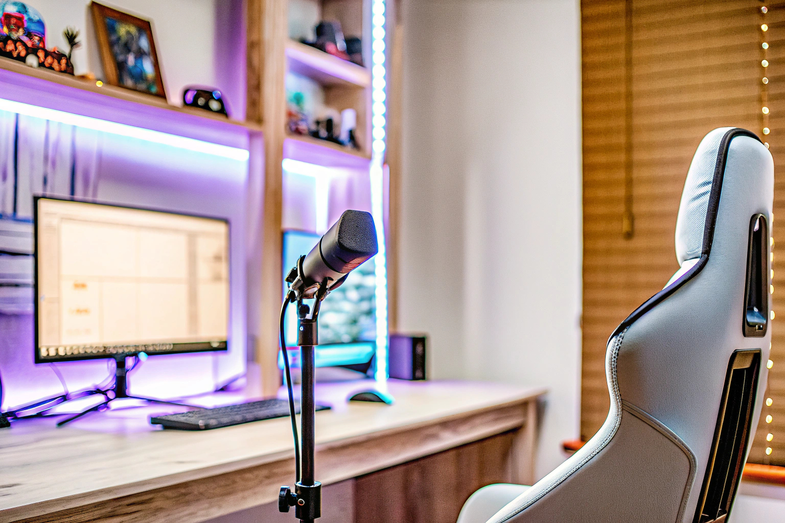 Streamer mit Mikrofon und Webcam