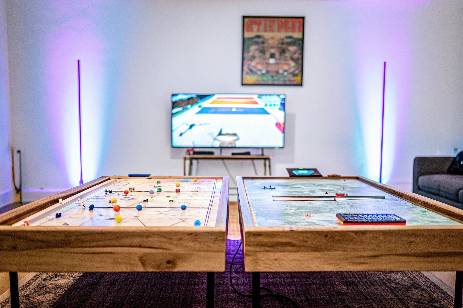 Ein Team von Gamern, die zusammen an einem Tisch sitzen und strategisch planen. Gaming-Team-Strategiebesprechung