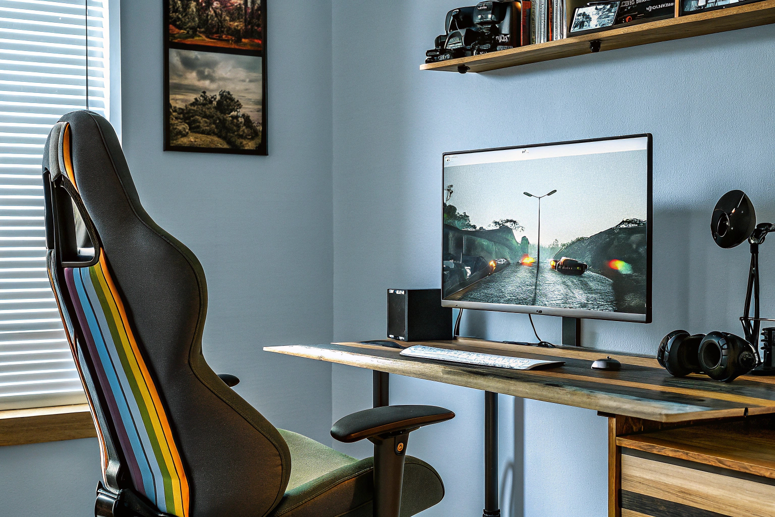 Ein Twitch-Streamer, der mit seinem Publikum interagiert, während er live spielt. Streamer interagiert mit dem Publikum