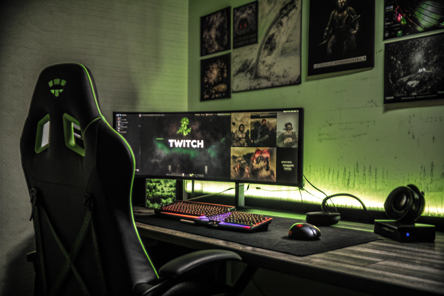 Ein Twitch-Streamer, der mit seiner Community interagiert. Twitch-Streamer bei der Arbeit