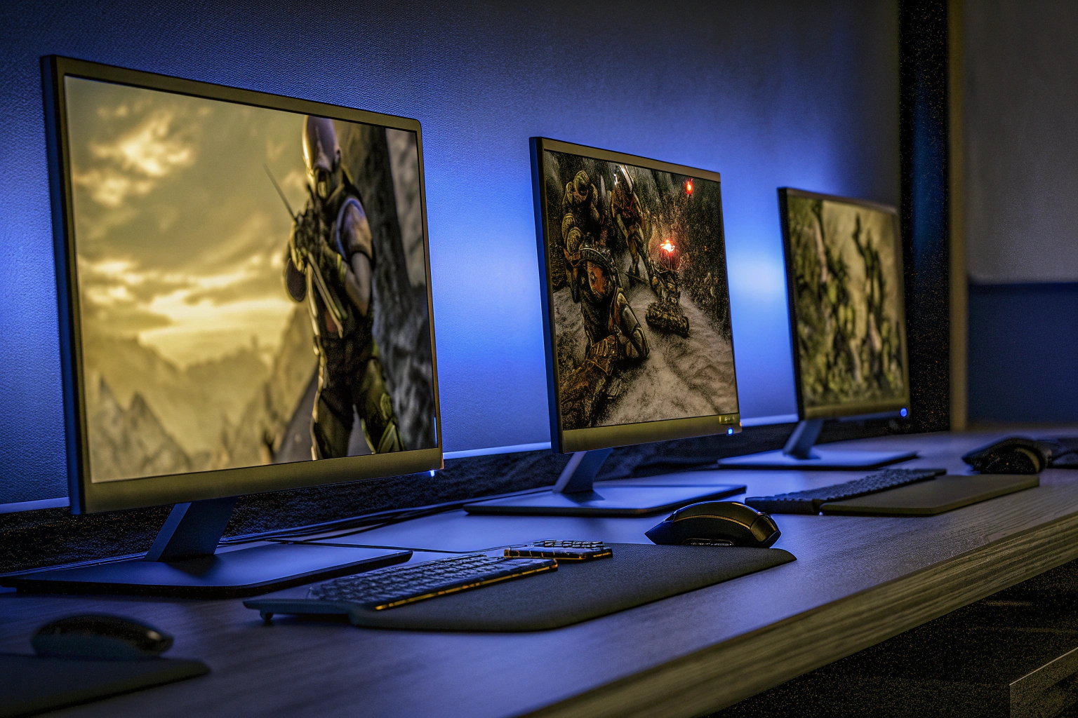 Ein vergleichender Blick auf verschiedene Gaming-Monitore mit unterschiedlichen Bildwiederholraten. Vergleich von Gaming-Monitoren