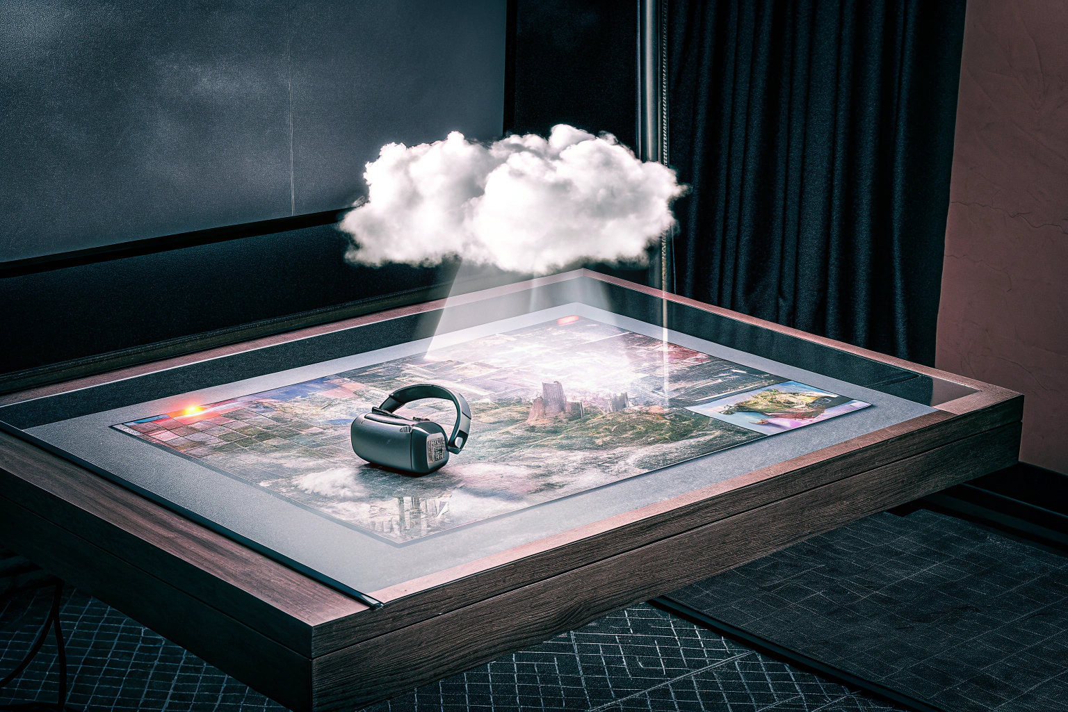 Ein VR-Spieler, der mit einer Cloud-Gaming-Plattform interagiert. VR und Cloud-Gaming