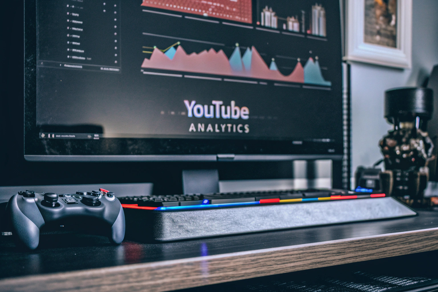 Ein YouTuber, der seine Videostatistiken analysiert und seine Strategie anpasst. YouTuber analysiert Statistiken