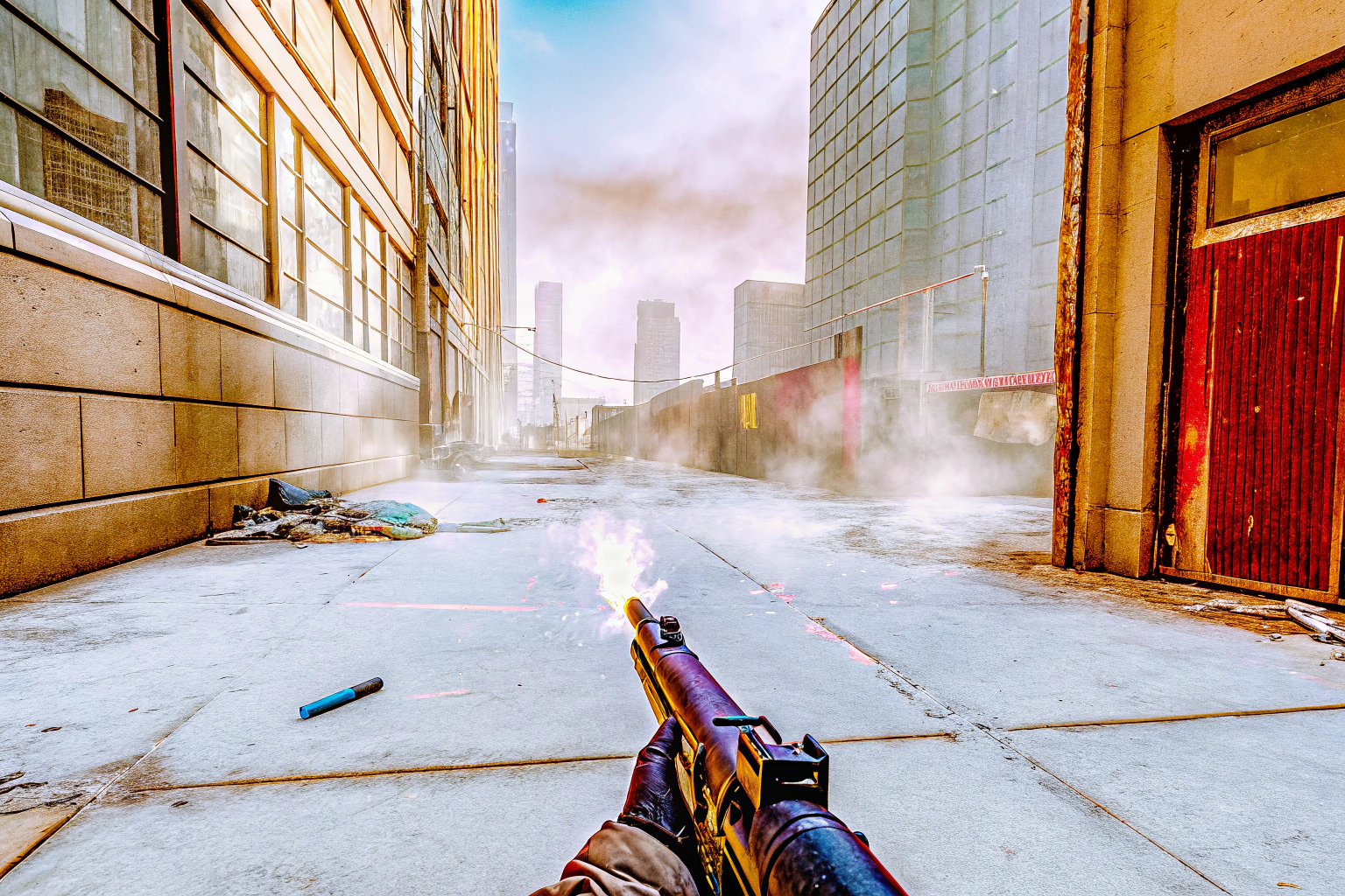 Eine actiongeladene Szene aus einem FPS-Spiel, das realistische Grafik und spannende Missionen zeigt. FPS-Spiel Szene