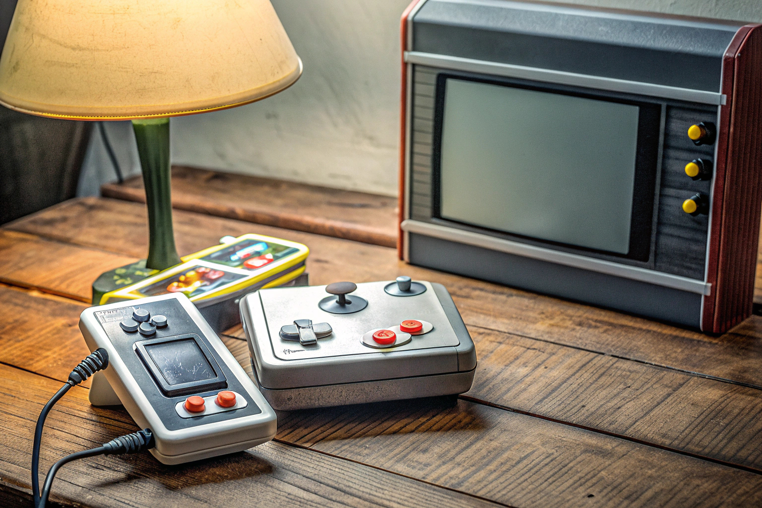 Eine Auswahl verschiedener Retro-Konsolen mit klassischen Spielen. Retro Konsolen Auswahl