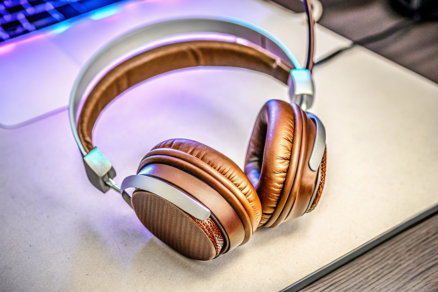 Eine Detailaufnahme eines hochwertigen Gaming-Headsets, das für klare Kommunikation sorgt. Hochwertiges Gaming-Headset
