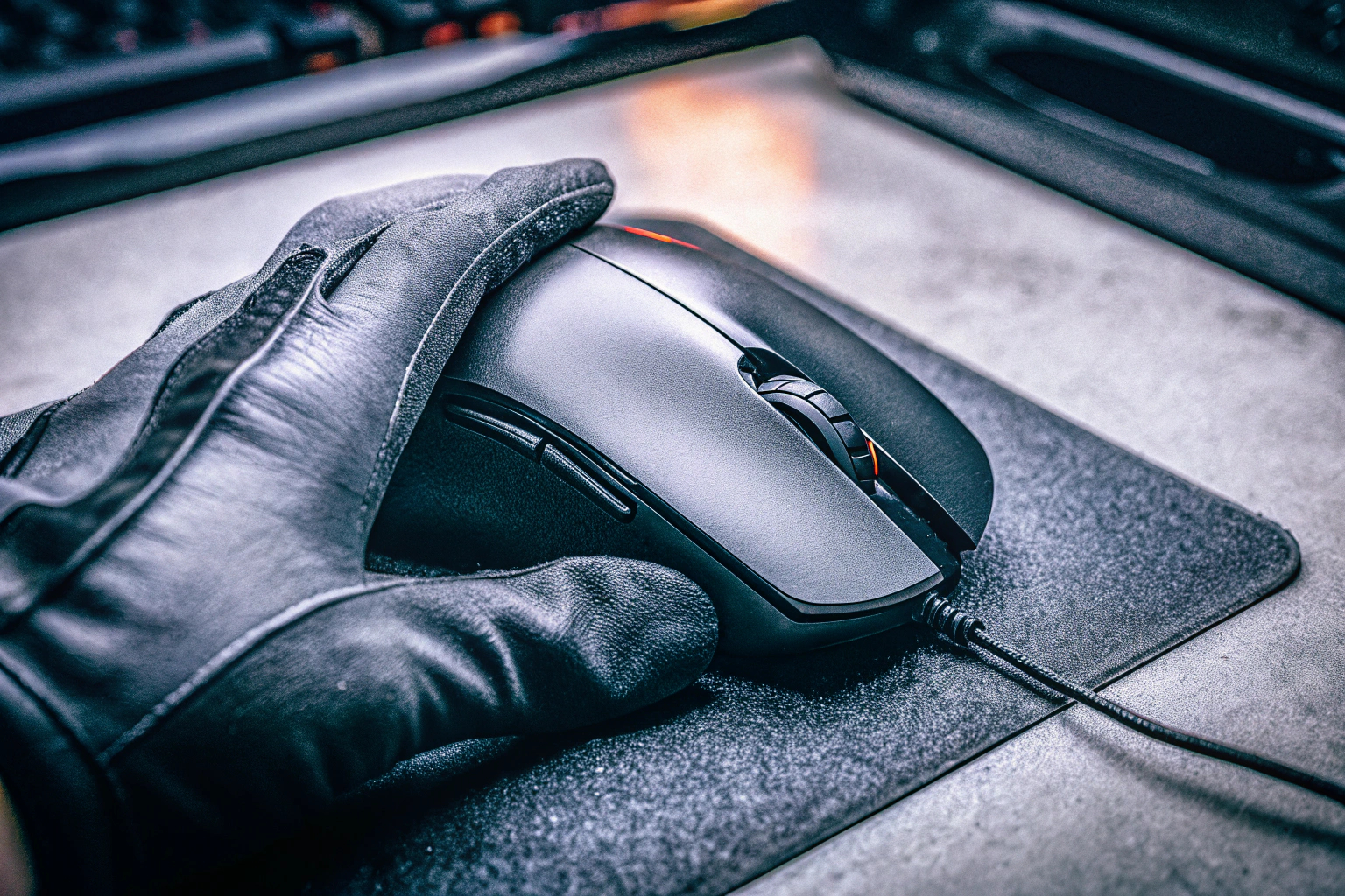 Eine Gamer-Hand, die eine ergonomische Maus hält. Ergonomische Gaming-Maus