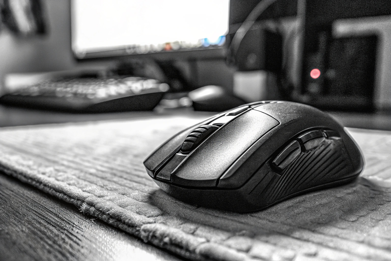 Eine Gaming-Maus mit leuchtenden RGB-Effekten und ergonomischem Design. Leuchtende Gaming-Maus mit RGB