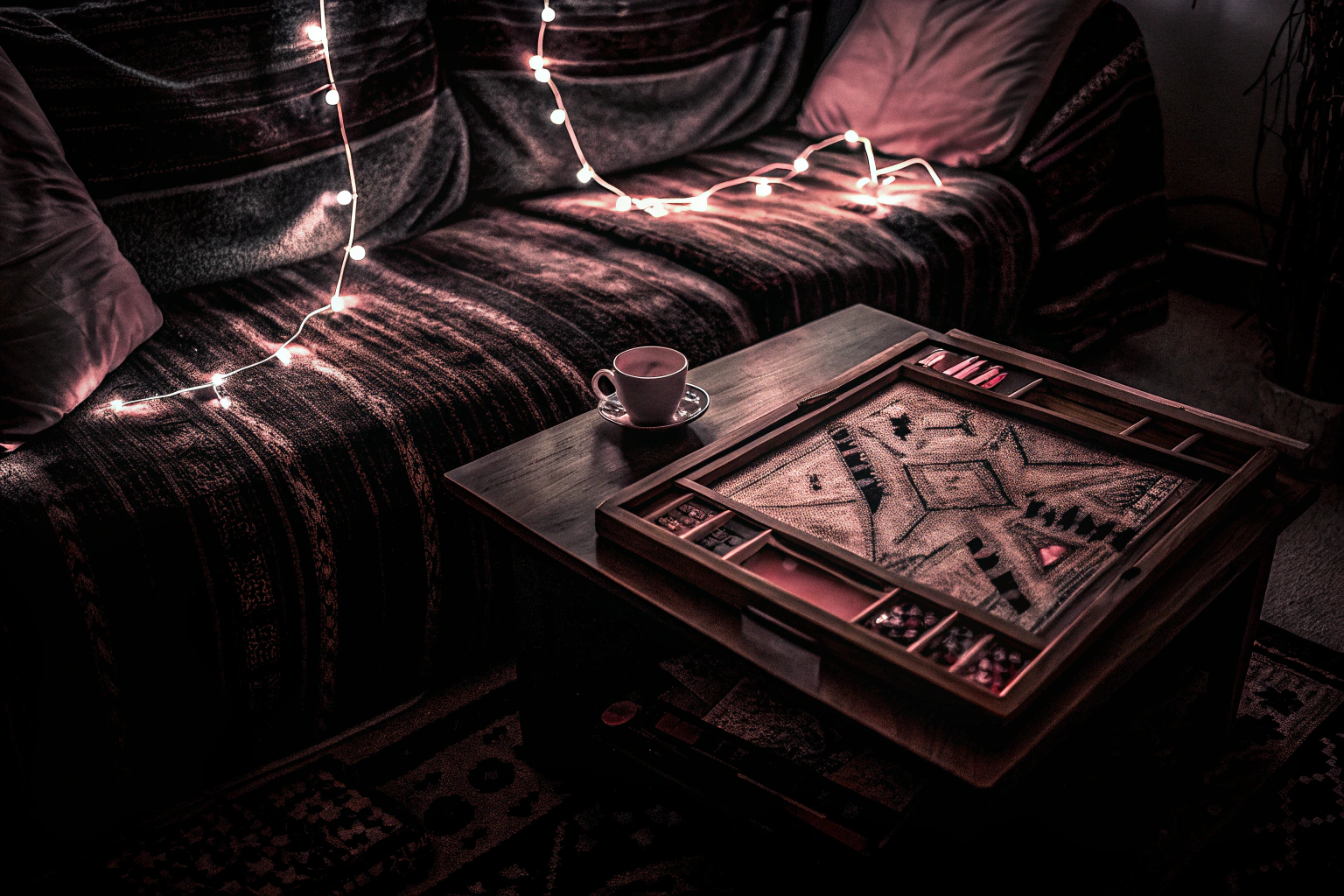 Eine Gruppe von Freunden, die gemeinsam ein Brettspiel spielen, umgeben von fröhlicher Atmosphäre. Freunde spielen Brettspiel