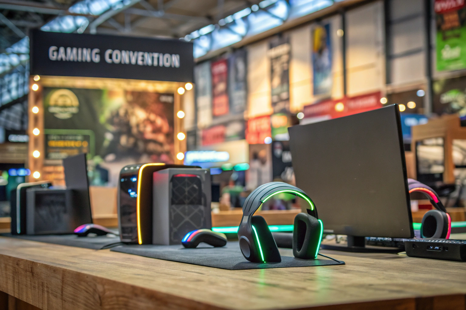 Eine Gruppe von Gamern, die gemeinsam auf einer Gaming-Convention spielen. Gemeinschaftliches Gaming