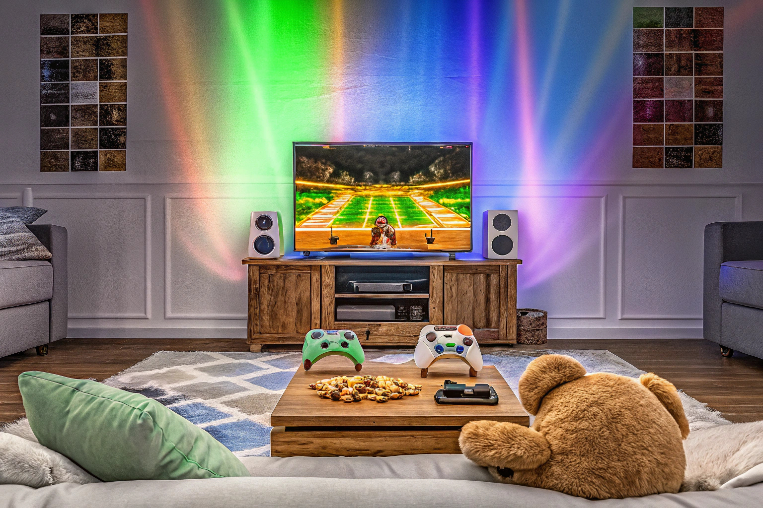 Eine Gruppe von Gamern, die gemeinsam spielen und Spaß haben. Gamers playing together