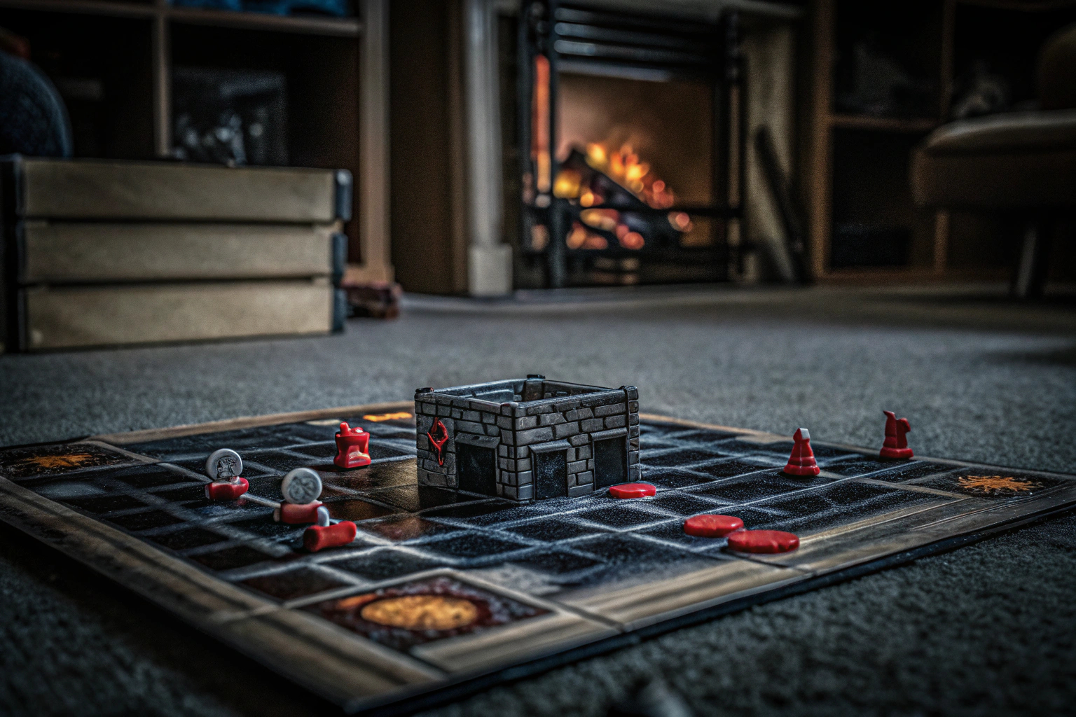 Eine Gruppe von Spielern, die das Brettspiel Flash Point: Flammendes Inferno spielen. Spieler beim Spielen von Flash Point: Flammendes Inferno