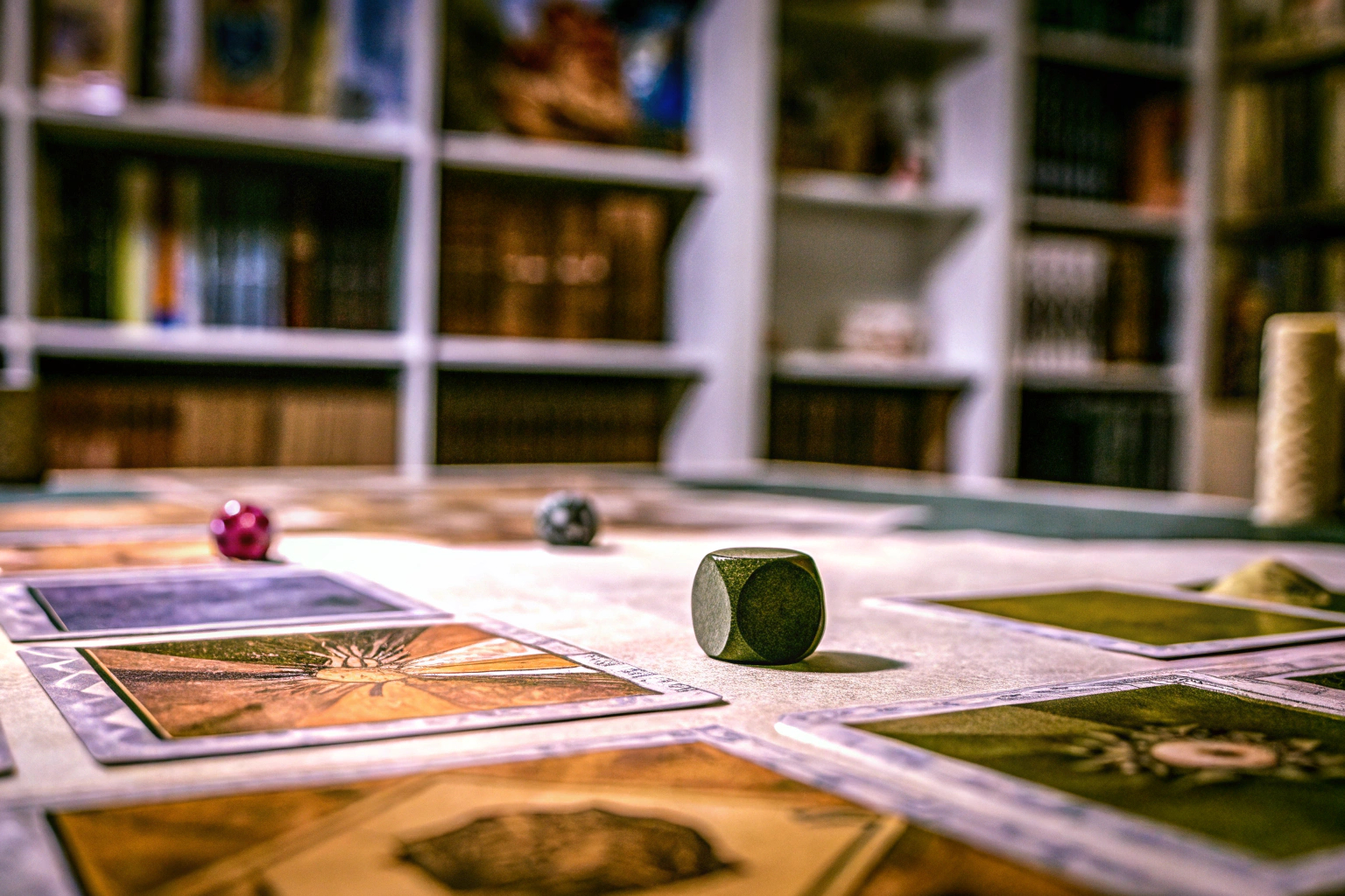 Eine Gruppe von Spielern, die ein Strategie-Kartenspiel spielen. Spieler bei einem Strategie-Kartenspiel