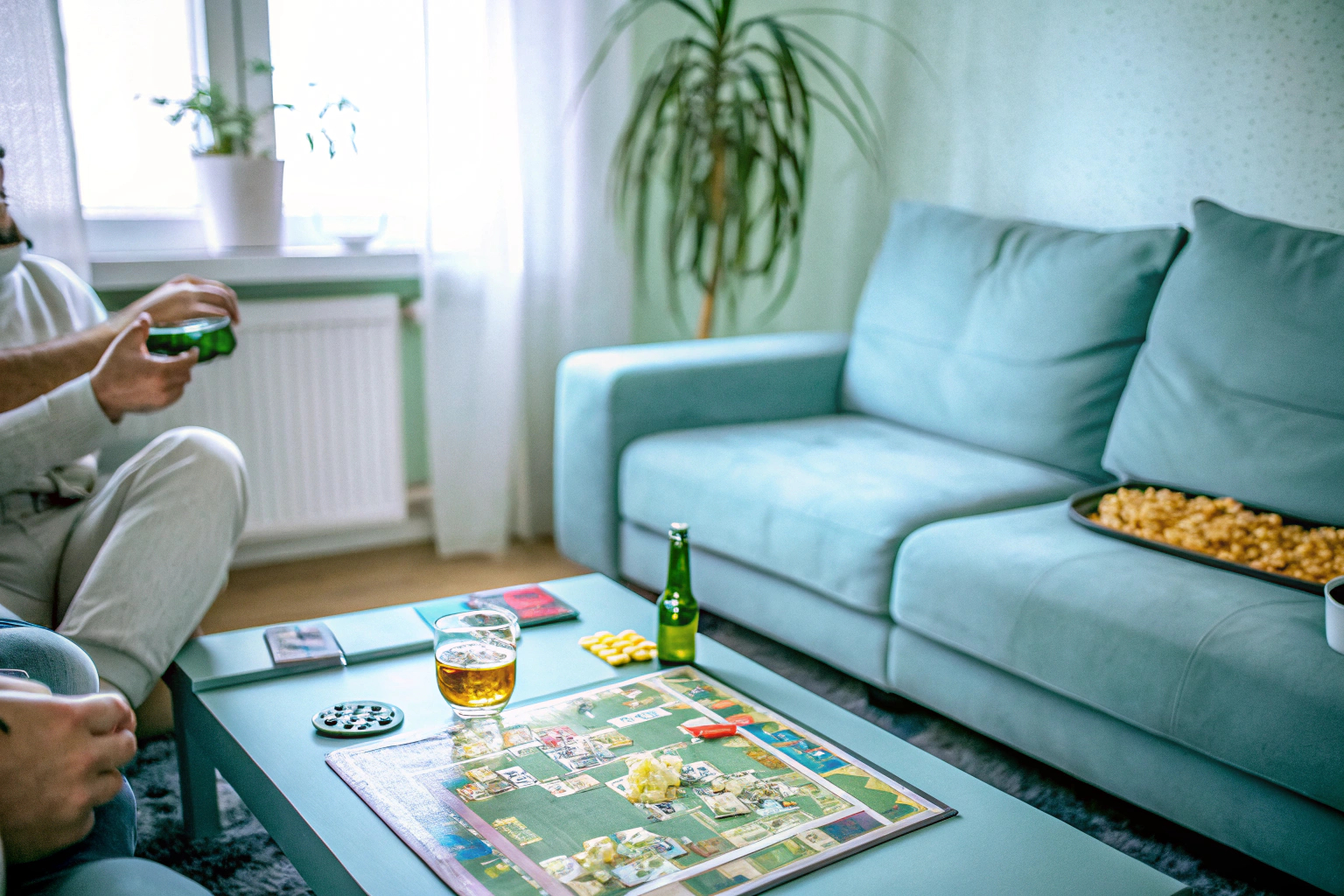 Eine Gruppe von Spielern, die gemeinsam ein Brettspiel spielen. Gruppen Brettspiel Koop