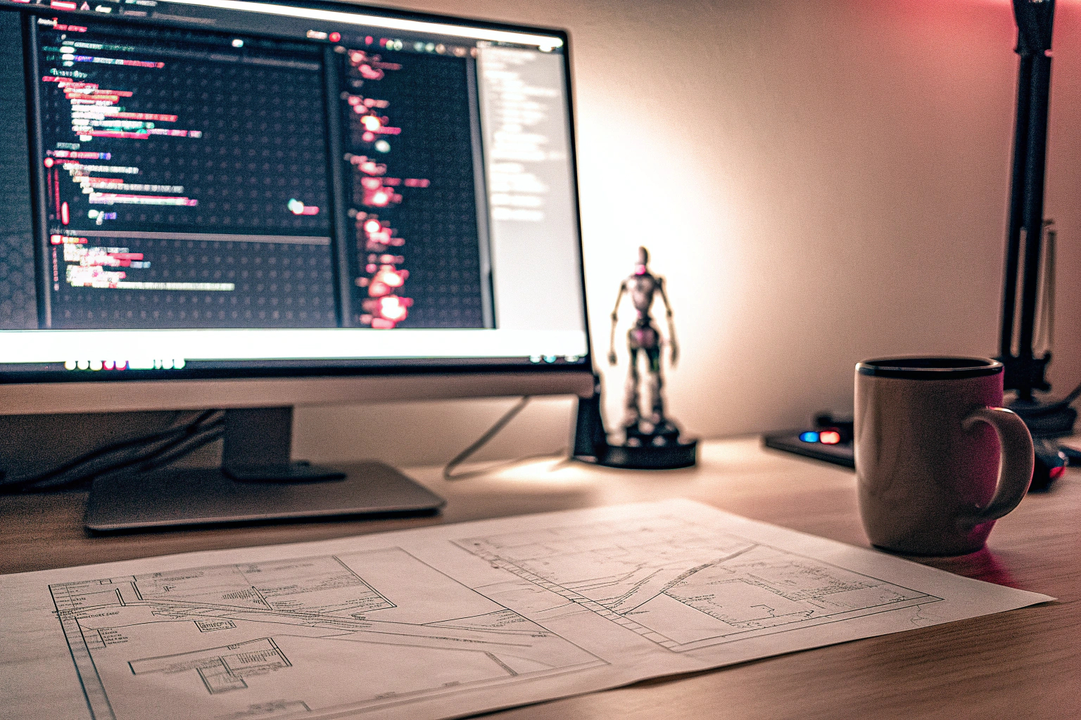 Eine Person, die an einem Computer arbeitet und eine Gaming-Website erstellt. Erstellung einer Gaming-Website am Computer
